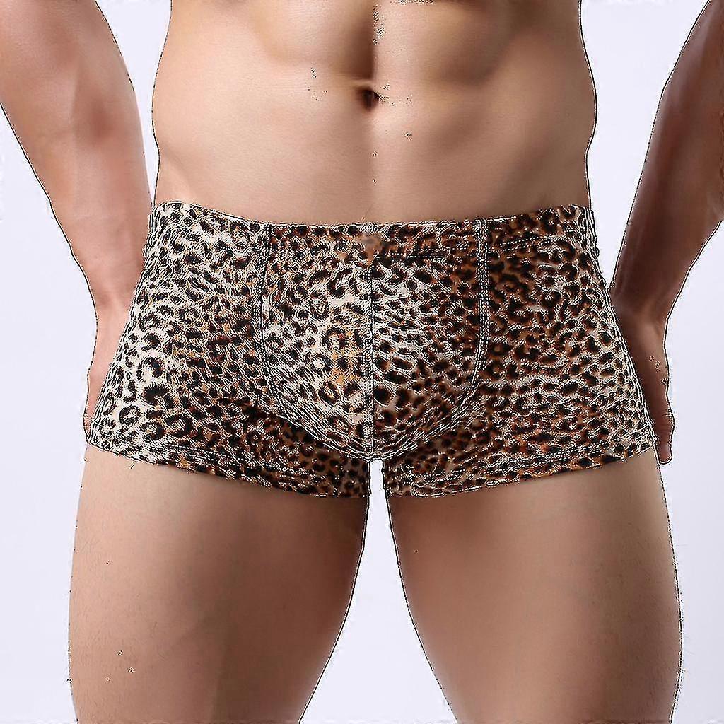 Men's Leopard-print Low-waist Sweat-absorbing Flat-angle Underwear