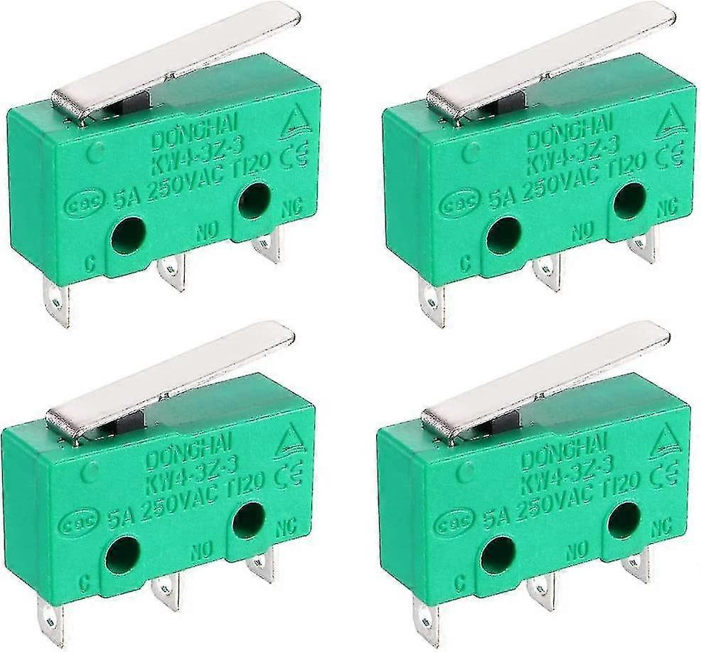2024 Kw4-3z-3 Micro Limit Switch Spdt No Nc 3 Terminals Momentary Short Straight Lever Type Green(green)(4pcs)