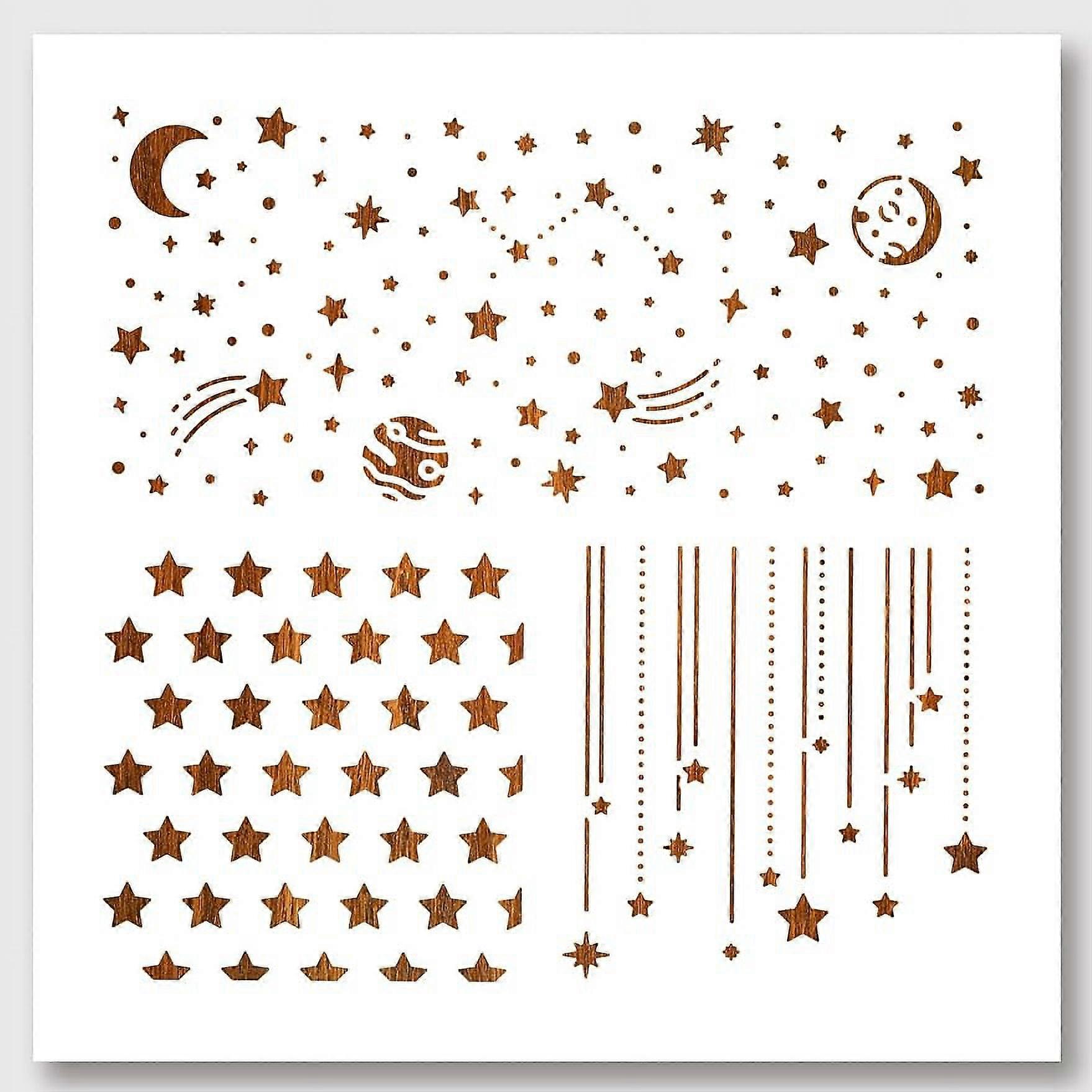 3Pcs Star Reusable Painting Stencil Drawing Template on Wood Fabric Paper Walls Canvas Floor Tile 11.8x11.8Inch