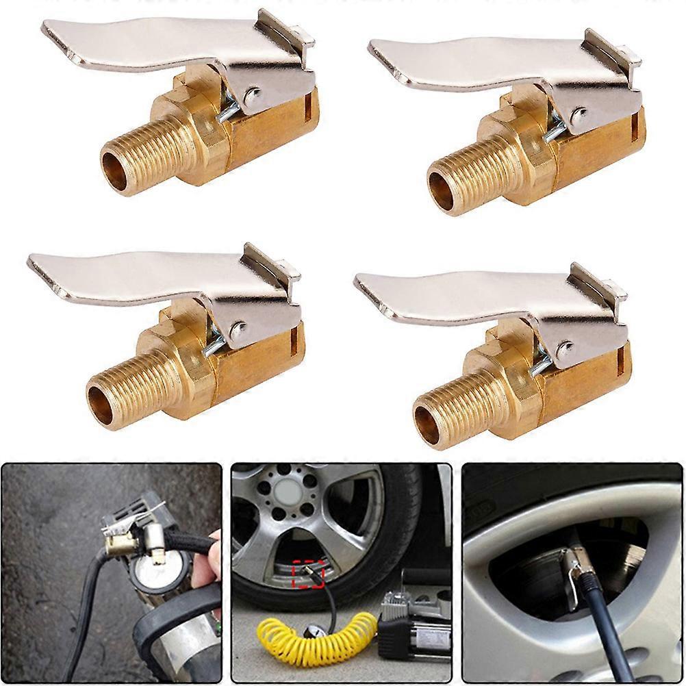 4Pcs Air Chuck for Tire Auto Pump Thread Nozzle Adapter 8mm Tire Valve Auto Pump Quick Conversion Head Clip Nozzles
