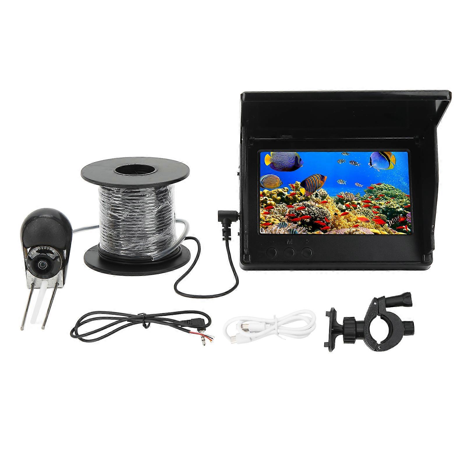 5in水中釣りカメラLCD HD IPSフルビューモニター湖のボート氷釣り12V 30m / 98.4ft釣り糸のための防水魚群探知カメラ