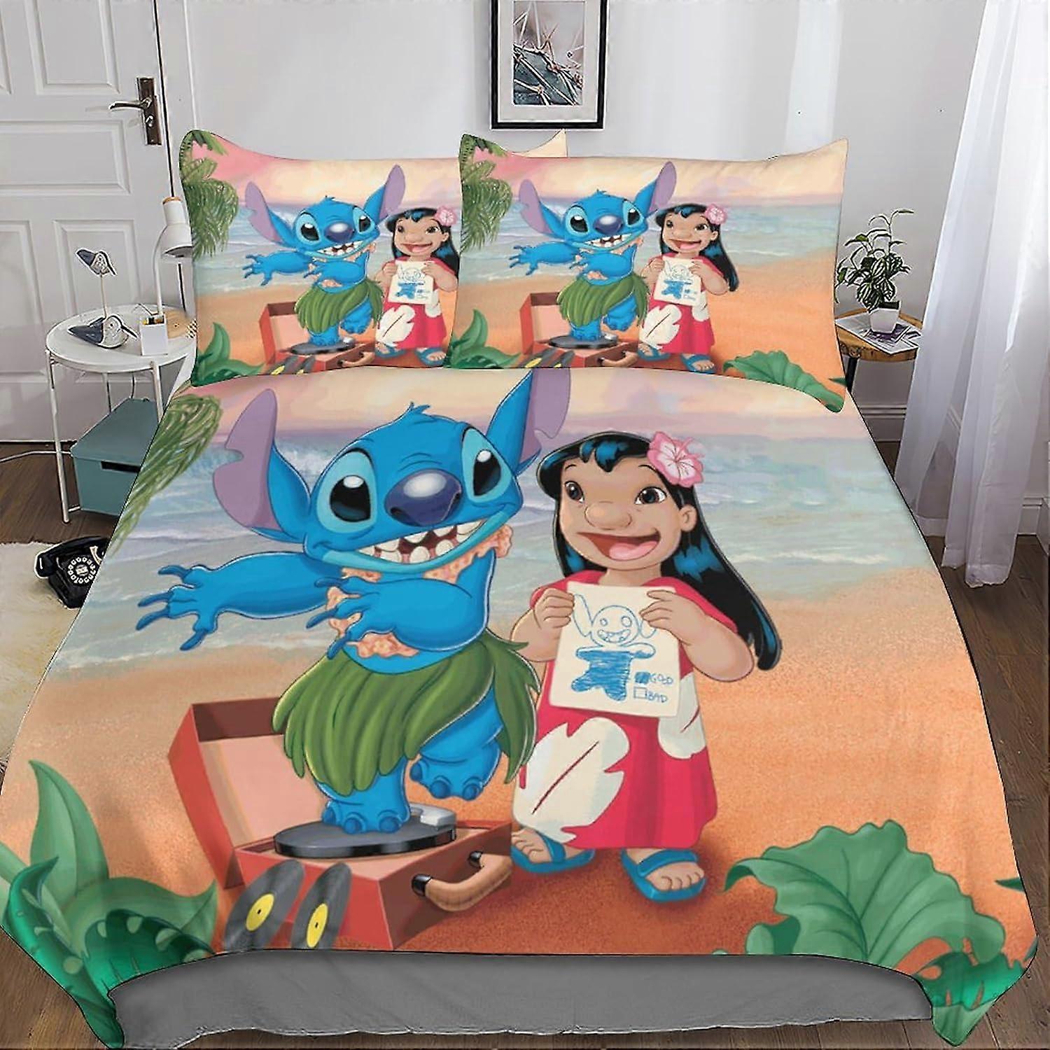 Stitch Tryckt Sängkläder Set D Påslakan Barnsängar i Lilo & Stitch Påslakan Microfiber Set Täcken Set med örngott Ki