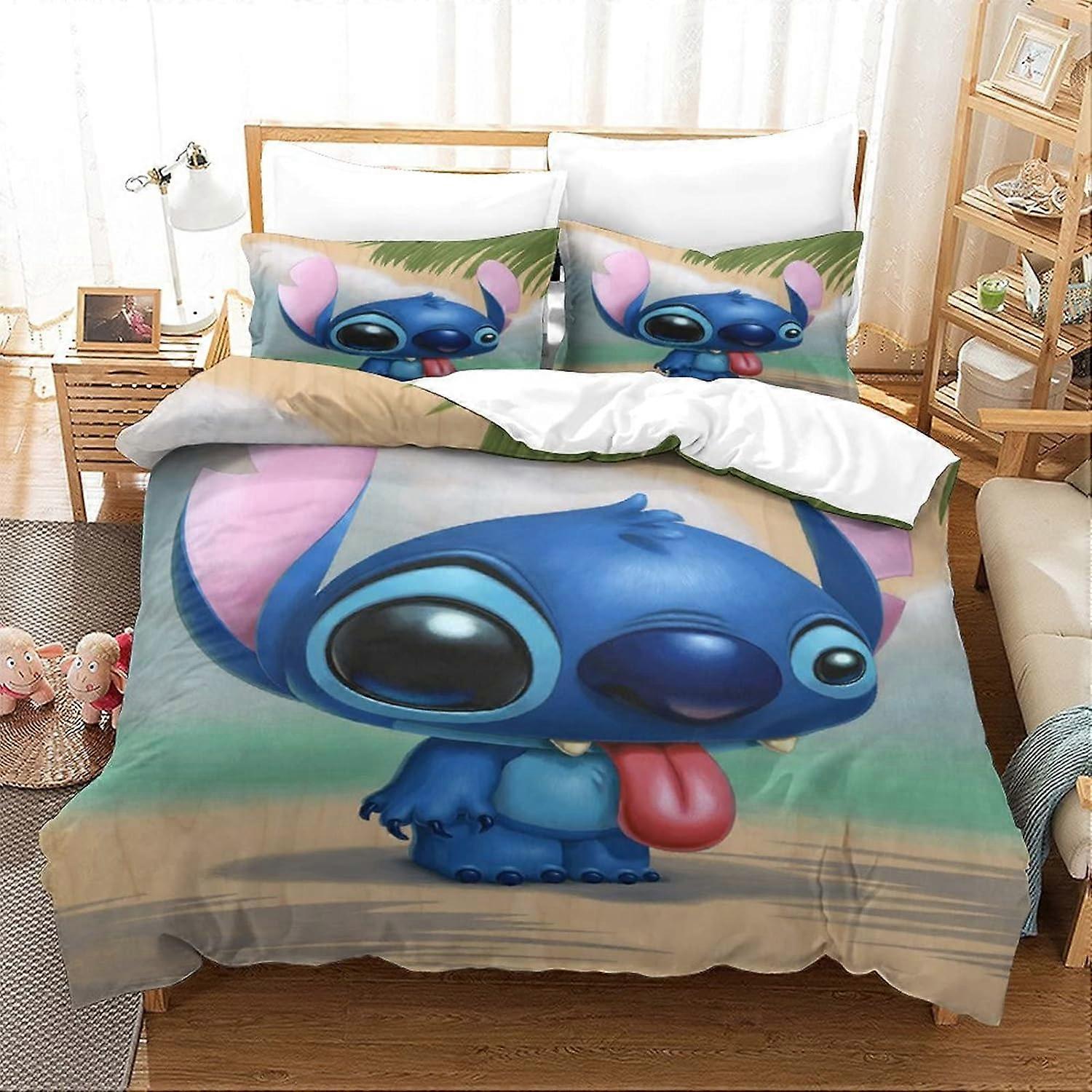 Stitch Bedding Set Animated Characters Pieces - Comfortable and Soft Cotton Microfiber Duvet Cover and Pillowcase Simplexc