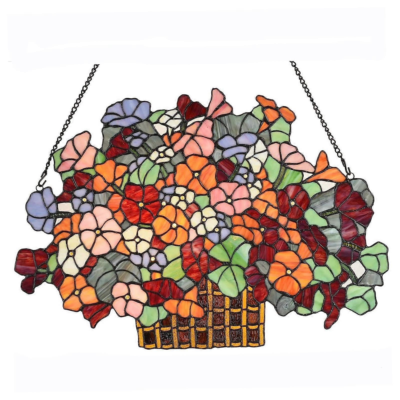 نافذة زجاجية ملونة معلقة سلة زهرة ملونة نافذة لوحة شماعات لوحة زجاجية ديكور هدية منزلية