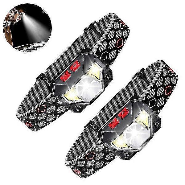 2pack Headlamp Rechargeable, Bright Motion Sensor Head Lamp Flashlight