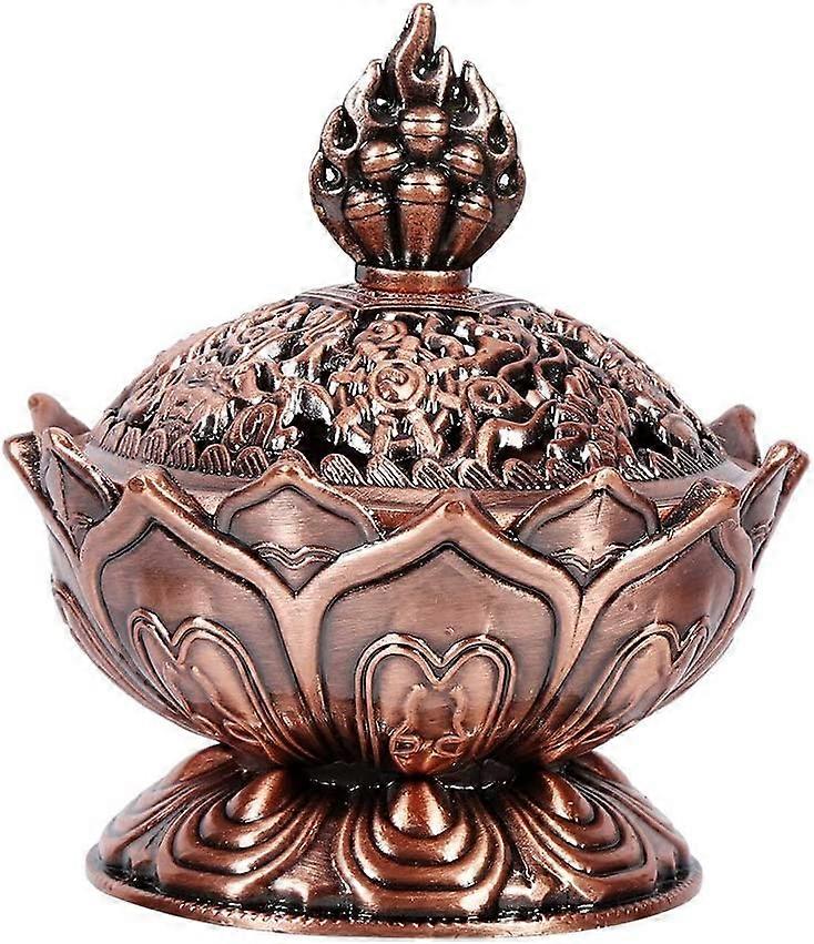 ZK-Incense Rack Burner Small Single Layer Lotus Ancient Red