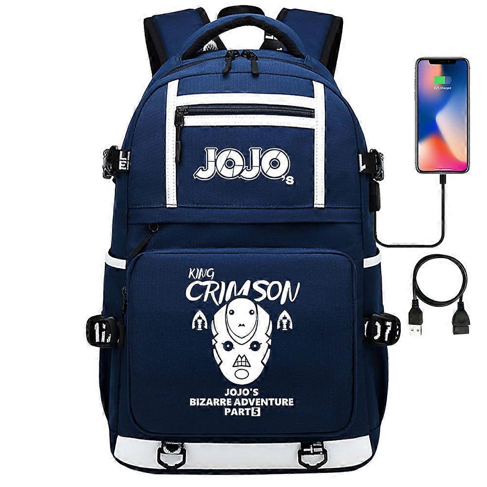 Svart Jojo's Bizarre Adventure Usb Port Ryggsäck Väska, Skolbok Studenter Utomhus Axelbokväska Ryggsäck Cosplay