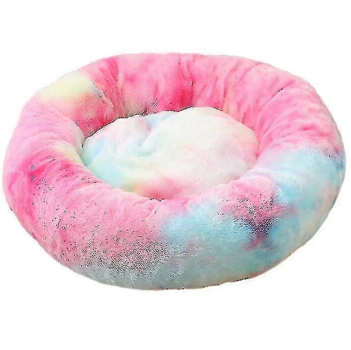 Super Soft Dark Pink Round Dog Bed 80cm