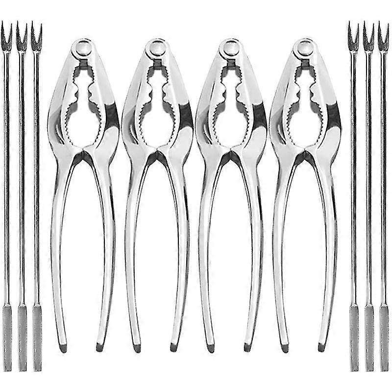 Seafood Set Nut Crackers Of 10 Pcs Seafood Opener Tool Set, 4 Pcs Crackers And 6 Pcs Seafood Forks