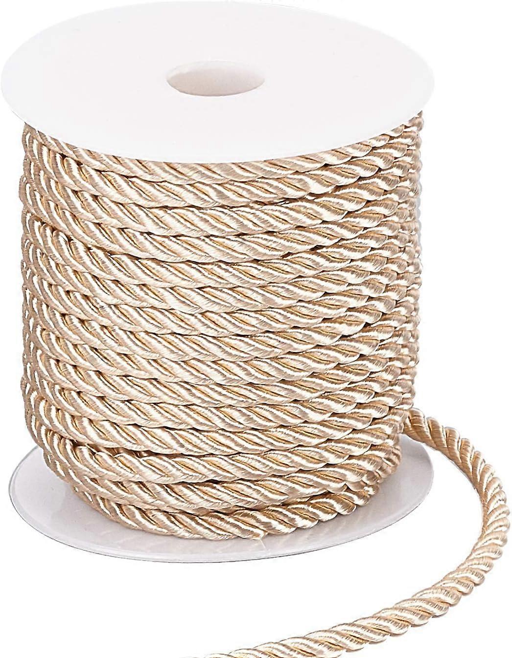 5mm Twisted Cord Trim 3-Ply Polyester Silk Cord Decorative Rope Xmas Shiny Viscose Cording for Crafts Home Dcor Costumes Christmas Bag Drawstrings Gra