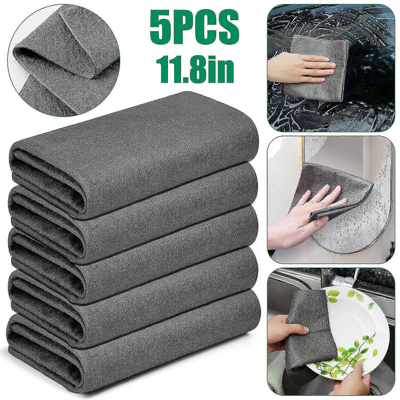 5Pcs Thickened Magic Cleaning Cloth Streak Free Microfiber Cleaning Rag Reusable