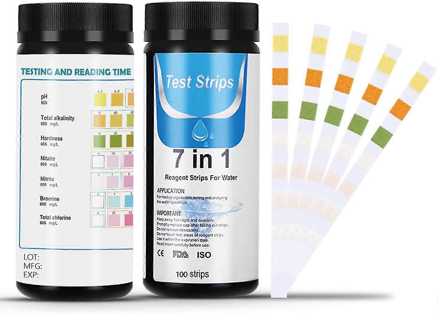 Pool-Teststreifen, 7-in-1-Pool-Teststreifen, 100er-Packung Wasserqualitätsteststreifen