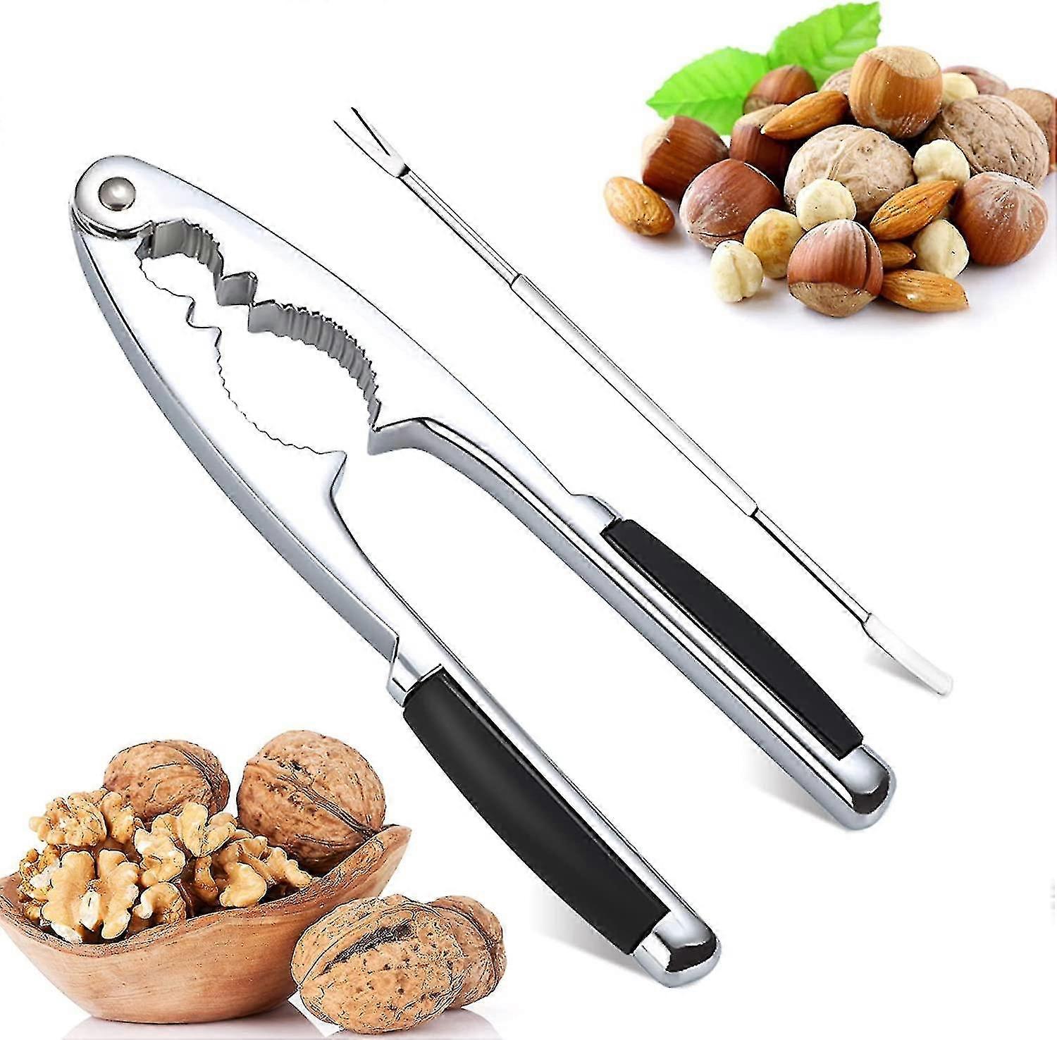 Nutcracker With Non-slip Handle, 304 Stainless Steel Metal Nutcracker