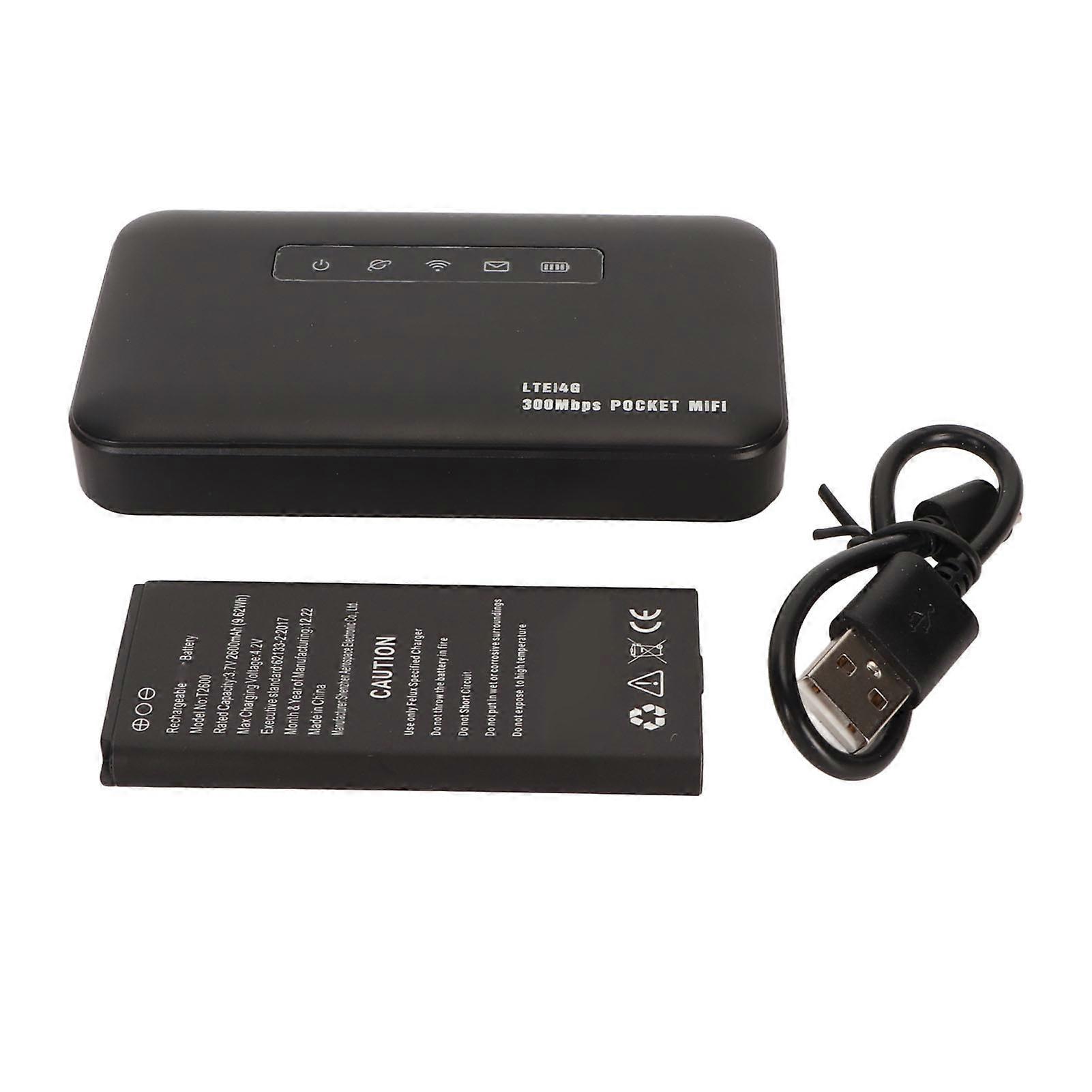 4G WiFi-router 300 Mbps Micro SIM-kortplats Stöder 8 användare WPA WPA2 2600mAh Mobil WiFi-hotspot för kontor, resor, hem
