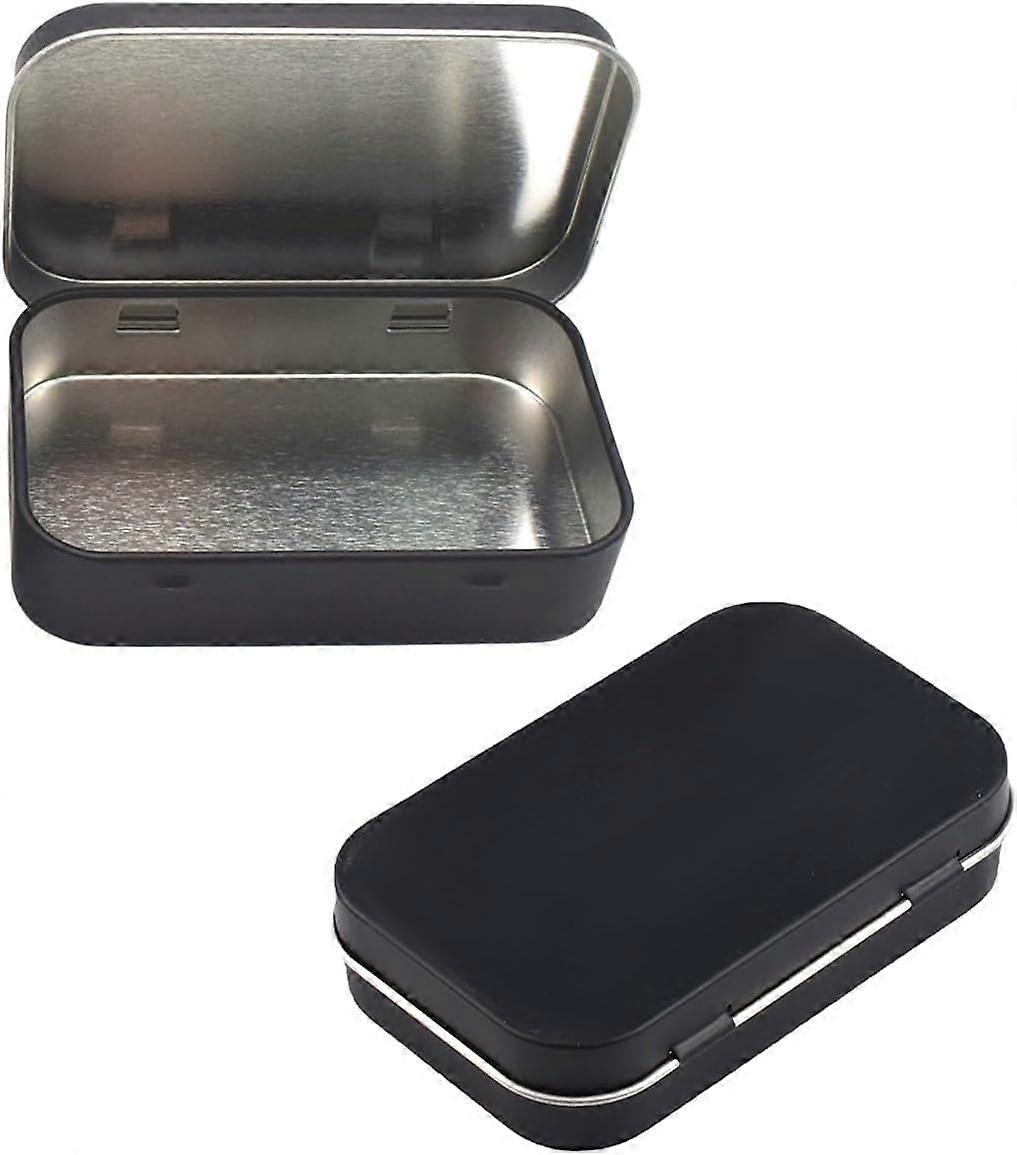 2 cans, storage box with lid, mini metal box, practical tin box, suitable for candy, keys (black)