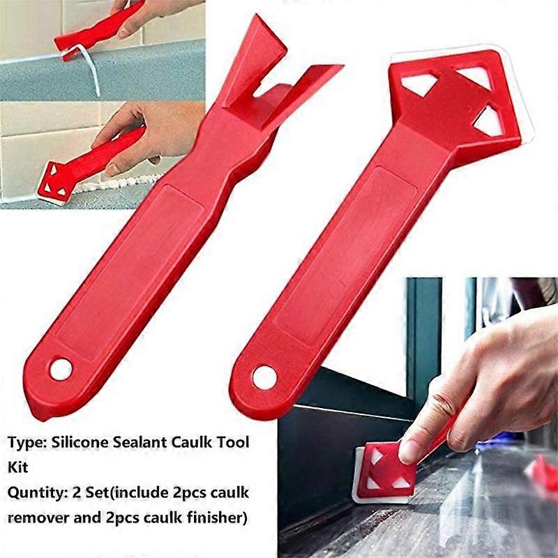 4pcs Silicone Sealant Caulk Tool Kit Filler Smoother Tools Red