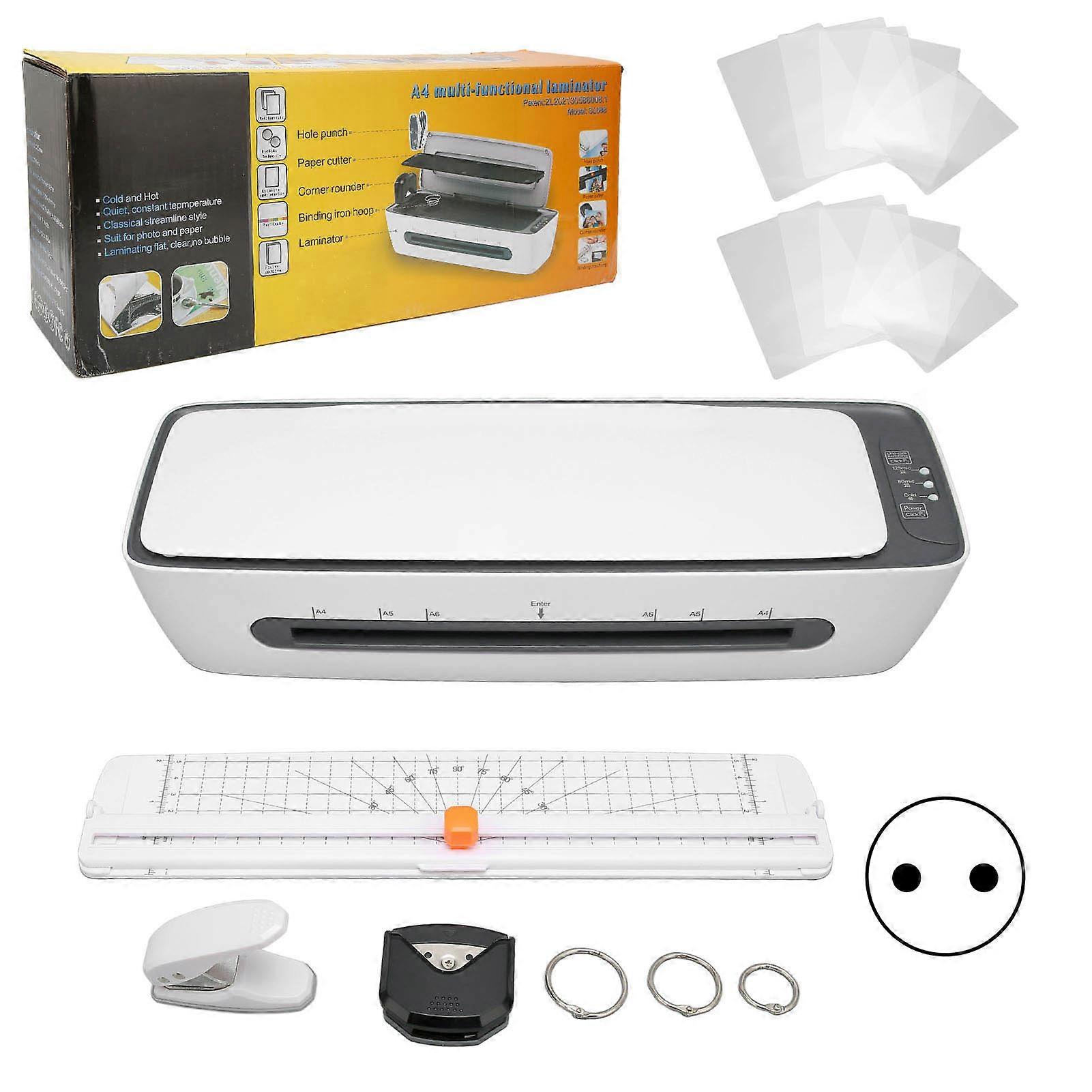 6 in 1 Thermal Laminator 1min Fast Preheating Hot Cold System 9inch Laminator Machine with Corner Rounder for School Office EU Plug 220-240V