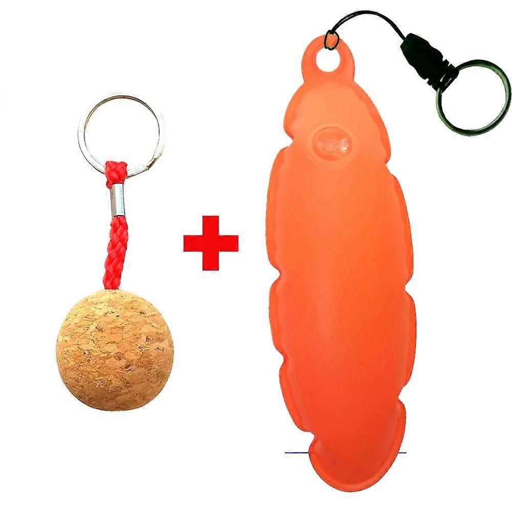 Cork Ball Floating Keychain Key Ring Plastic Fender Buoyant Keyring for Marine Boat Sailing Kayak Surf Gift