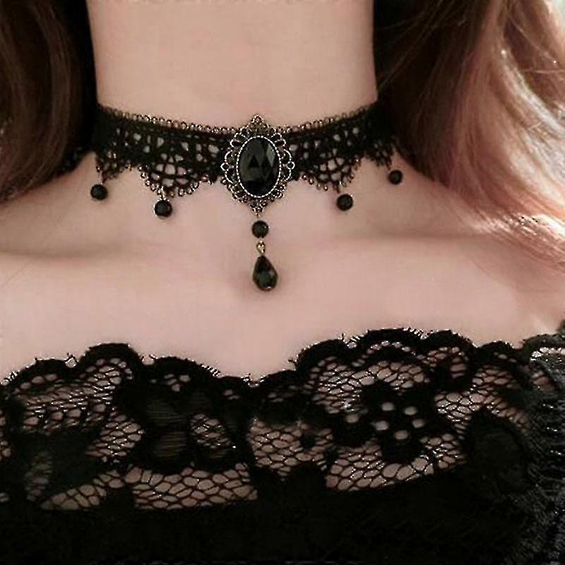 Choker in pizzo nero gotico / Collana barocca vittoriana