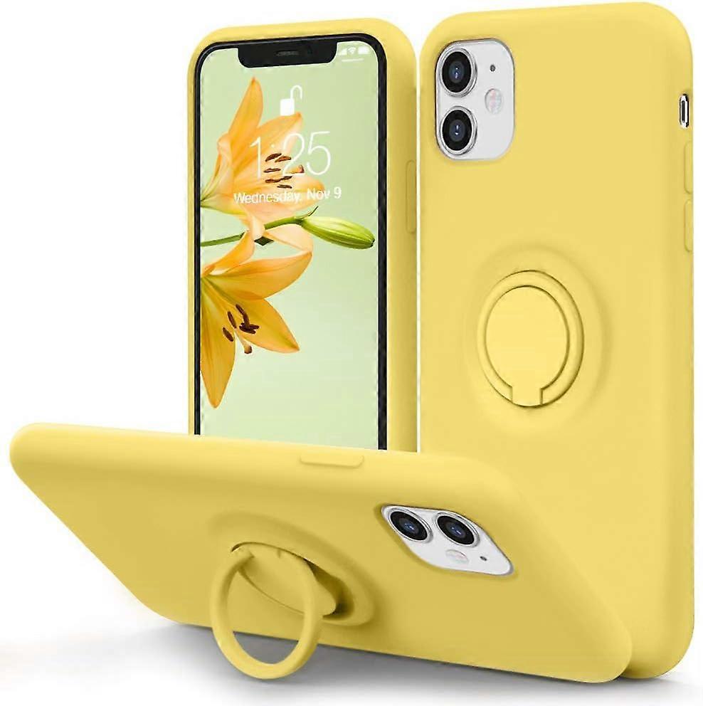 For iPhone 11 Case with Ring Kickstand | Super Soft Microfiber Lining | Anti-Scratch Liquid Silicone Shock-Absorbing Case for iPhone 11