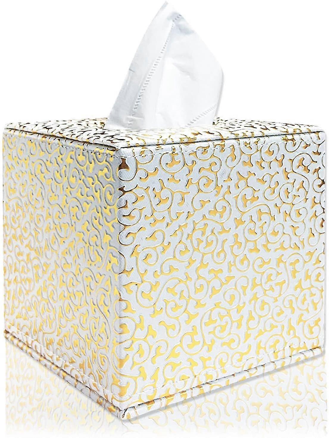 Tissue Box Holder, Square Pu Leather Tissue Box Cover For Bathroom Vanity Countertops Home Office Car