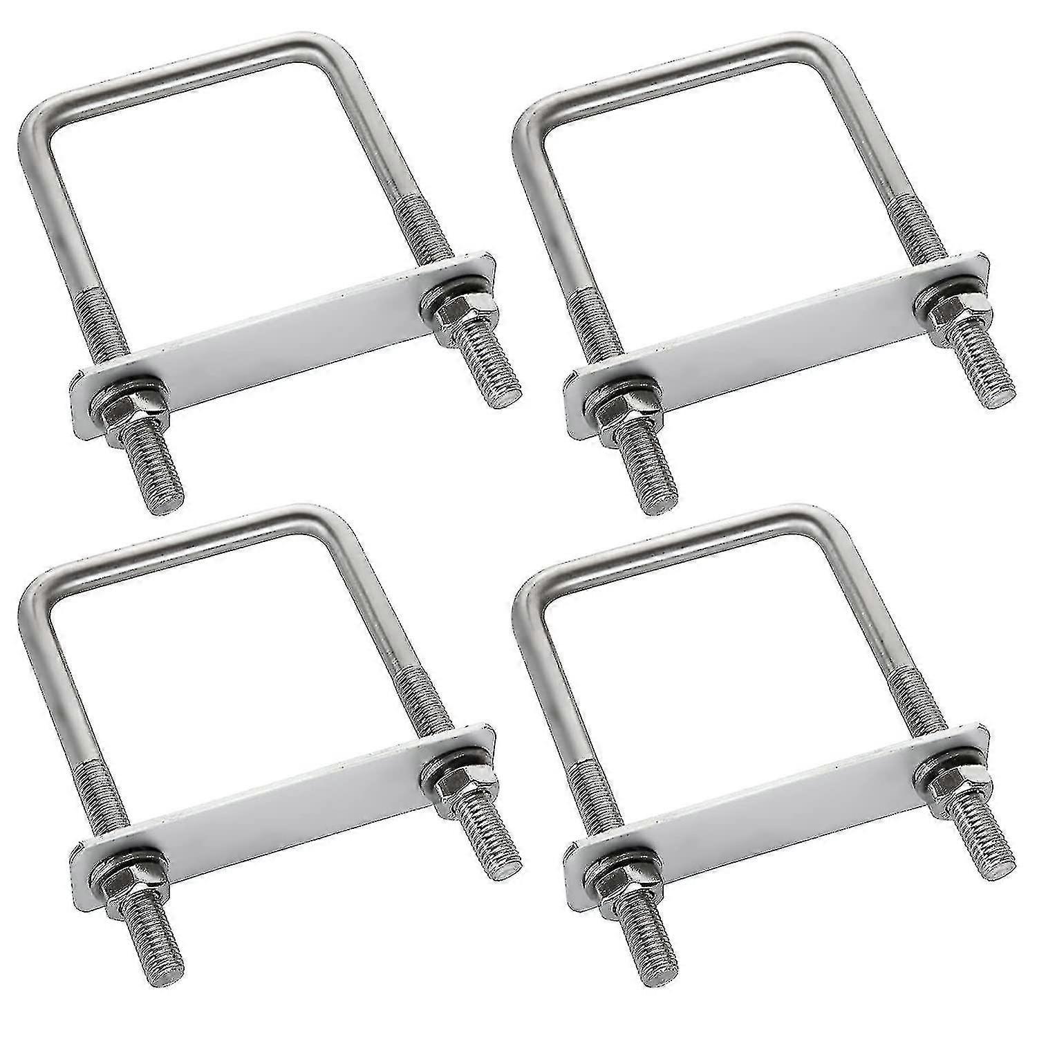 4 Pieces Fixing Clamp, U Bolt Fixing, U Bolt, Roof Box Fixing, Durable Frame, Stainless Steel Square U Bolt, For Towing, Repair, Boat, Car