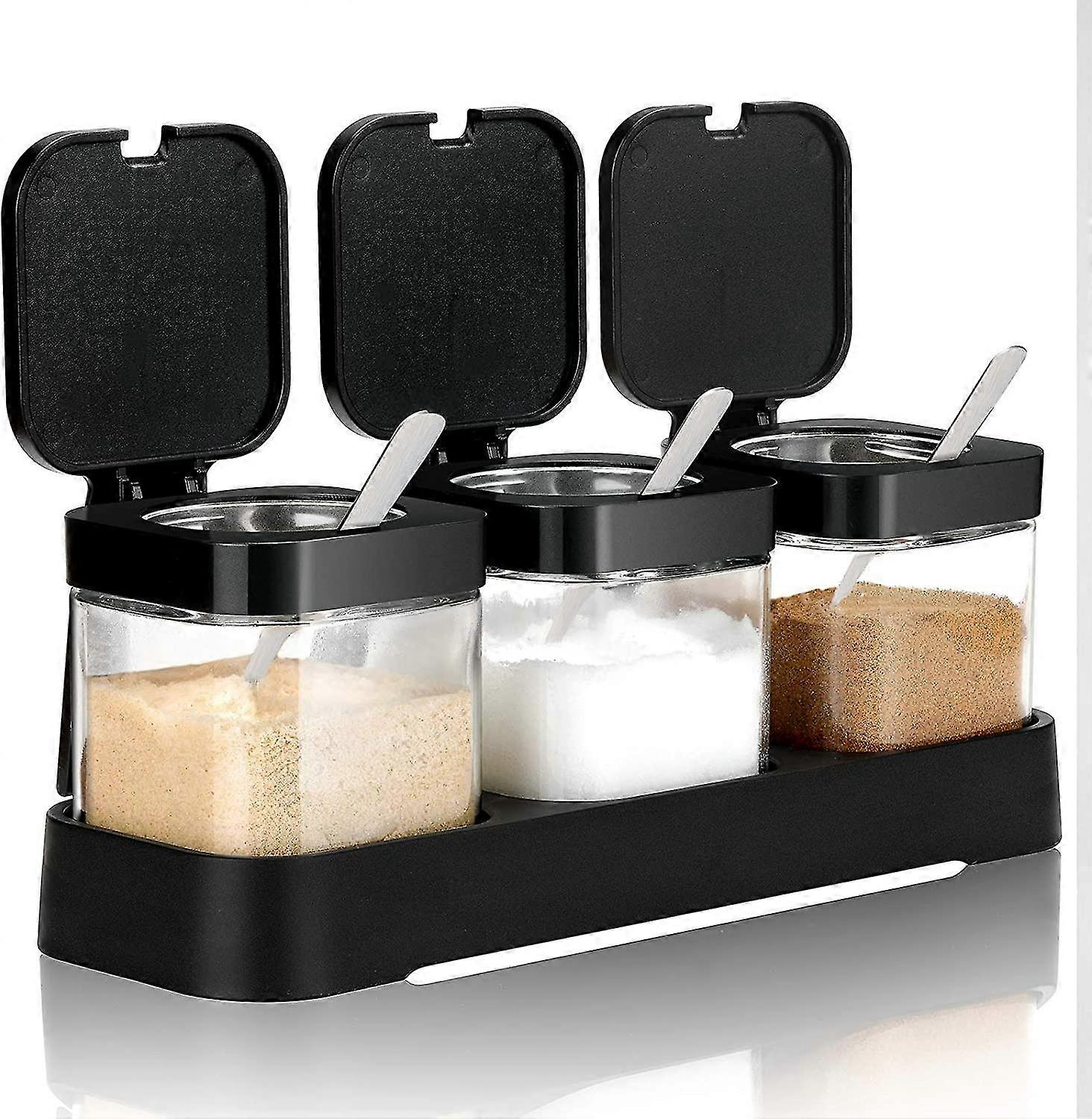 Condiment Jar Spice Container With Lids And Spoons