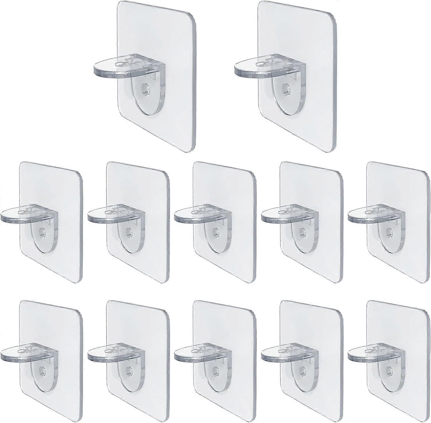 (Ordinary partition bracket 6*6mm) 12 pieces of transparent shelf brackets, self-adhesive shelf brackets, punch-free adhesive wall brackets