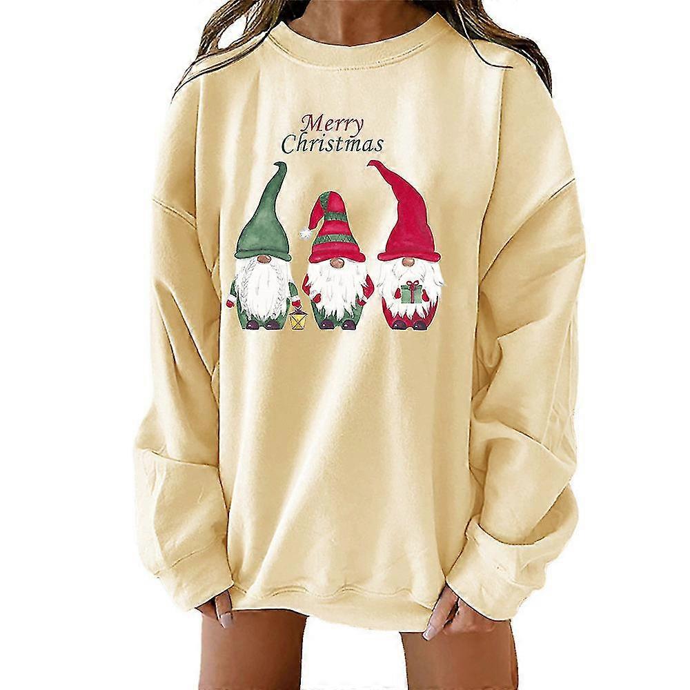 Womens Long Sleeve Christmas Santa Printed Sweatshirt Pullover Tops