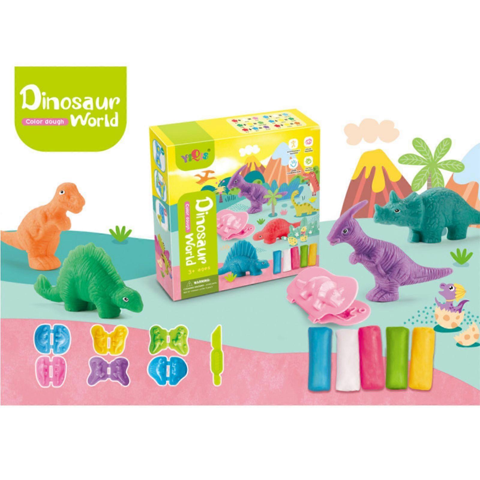 Color Dough Toys Dinosaur World Dough Set Creation Tools For Kid Play With Animals