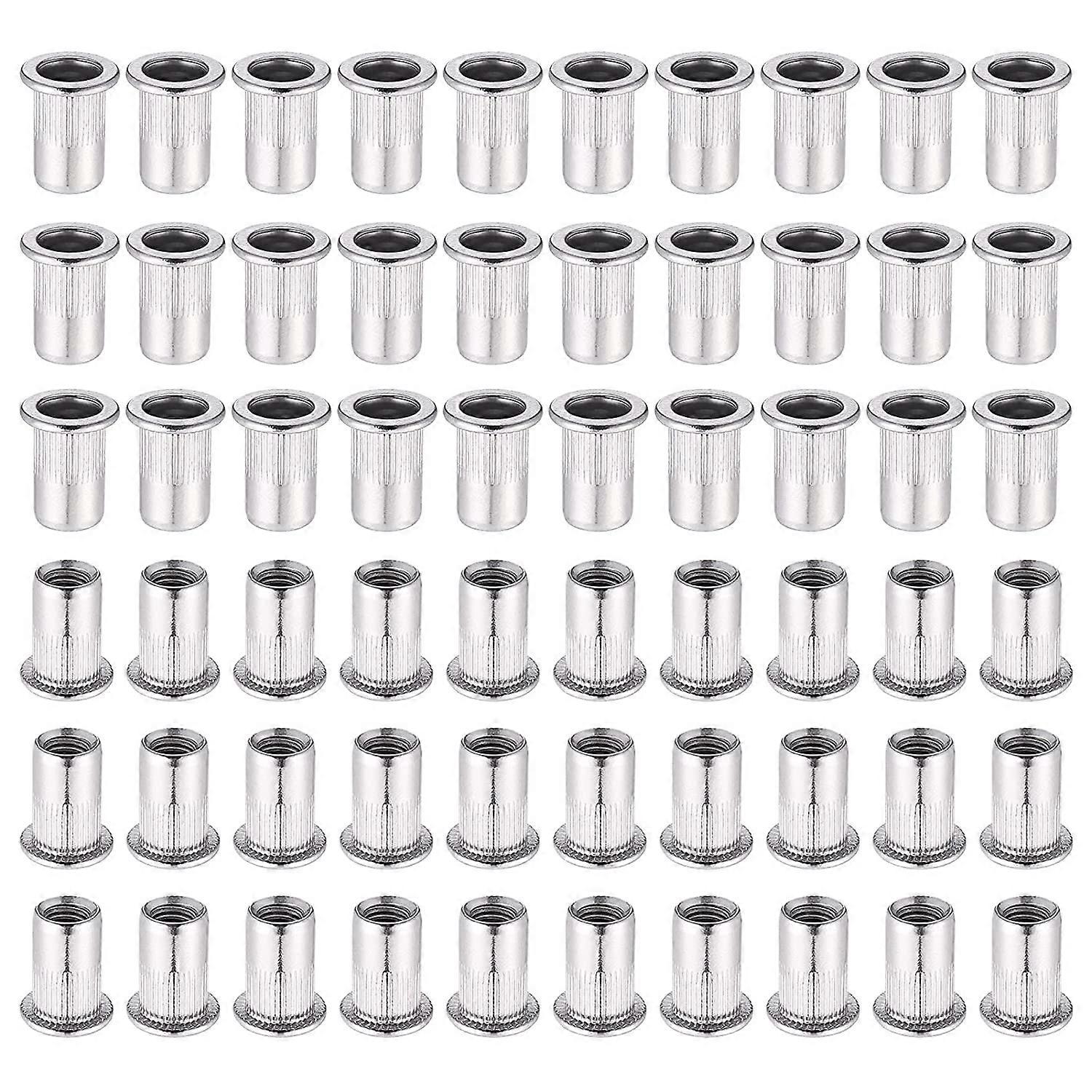 60 Stück 304 Edelstahl M6 Nietmutter Flachkopf-Blindmutter Gewindeniet-Nietmutter für Gewindeeinsatzzange