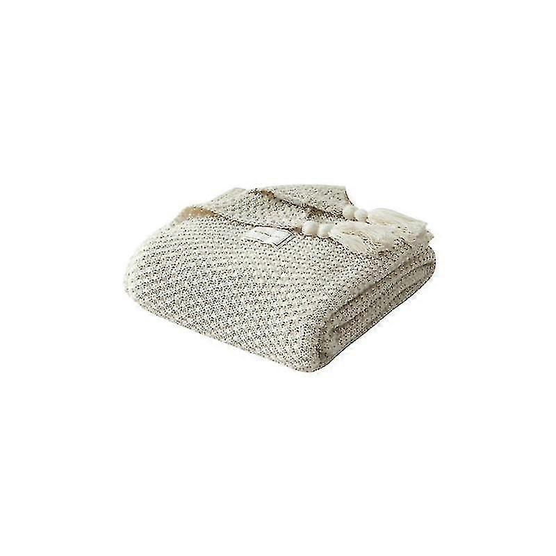 Decke, Strickdecke, Quastenstrickdecke, Sofakissen, Bett, Beige