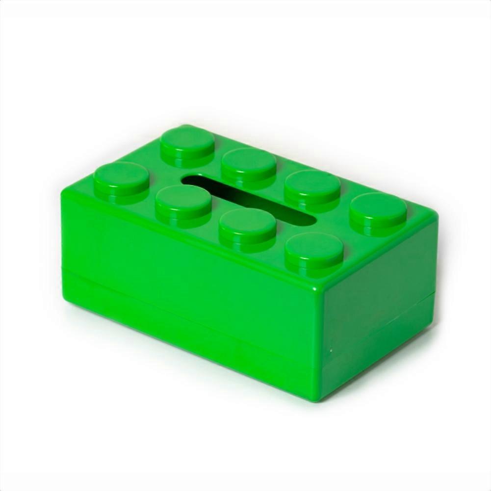 Cartoon Building Block Tissue Storage Box Green