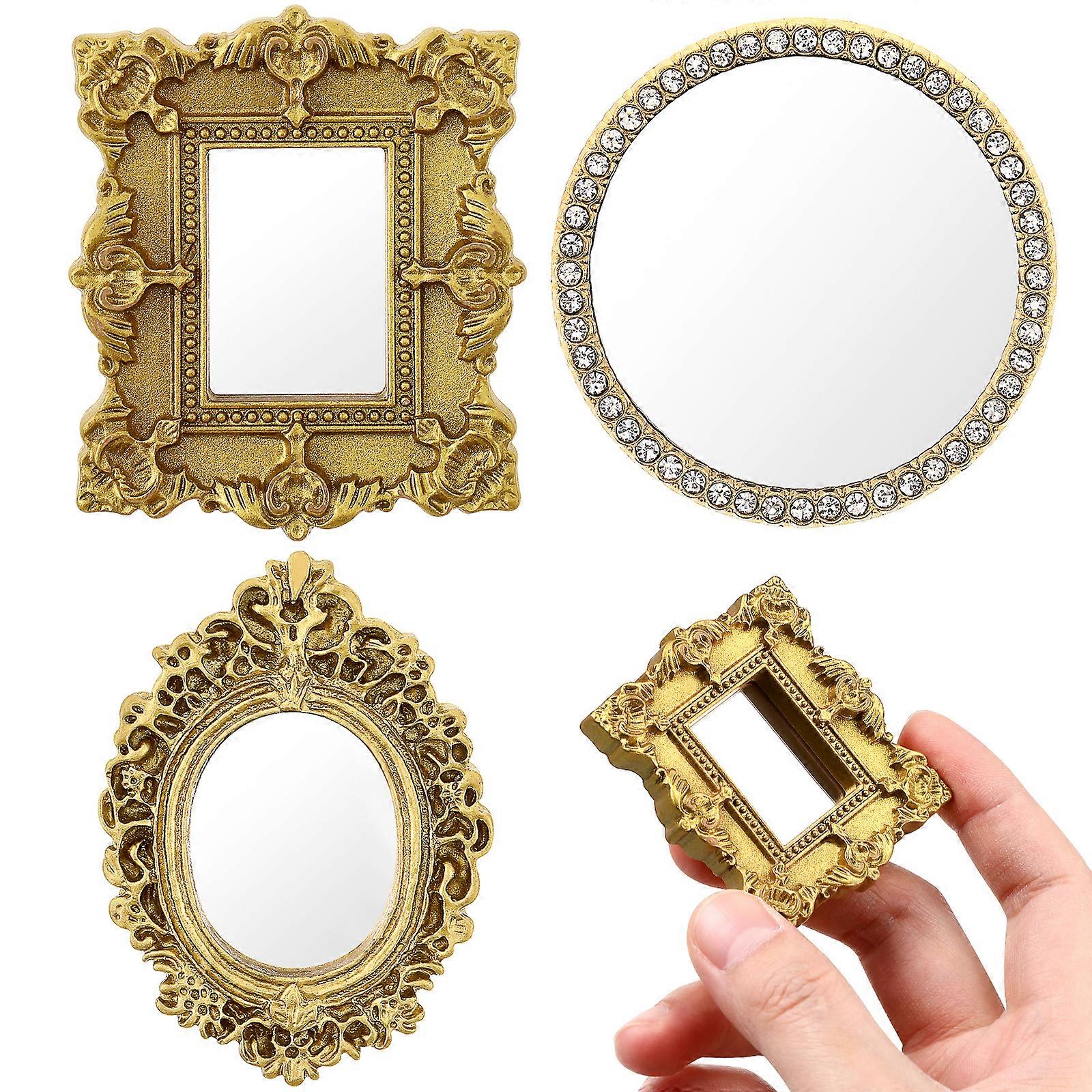 3Pcs Mini Classical Mirror Mini House Mirror Decoration Micro Scene Models
