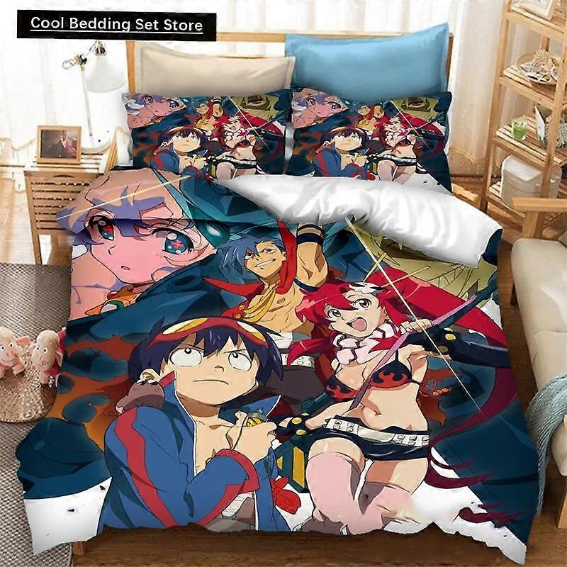 m640 Lakan Tryckt Anime Tengen Toppa Gurren Lagann Påslakan Sängkläder Set Dubbel Twin Full Vuxen Barn Sängkläder Täcke Överdrag Lakan Lakan ggt640