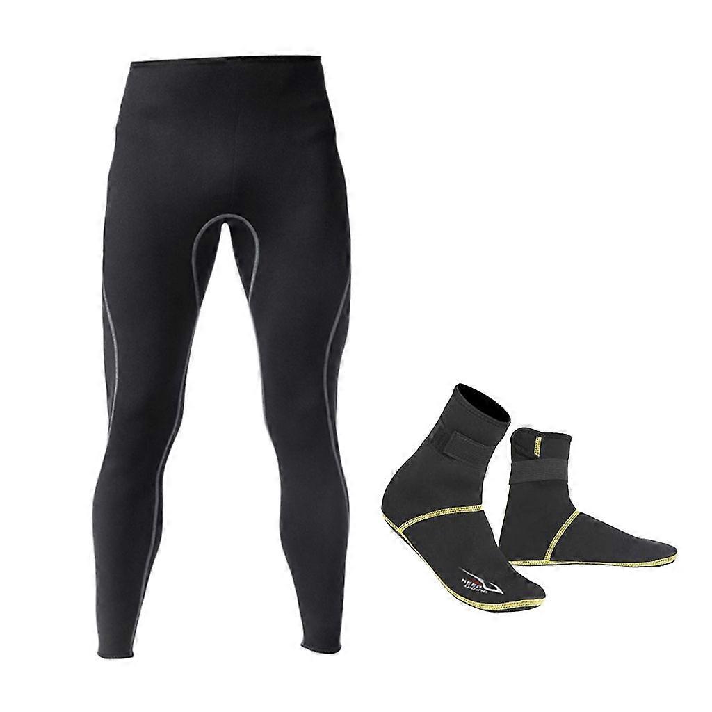 Erkek Dalış Elbisesi Pantolon Neopren Kayık Tüplü Dalış Dalış Pantolon Çorap Seti