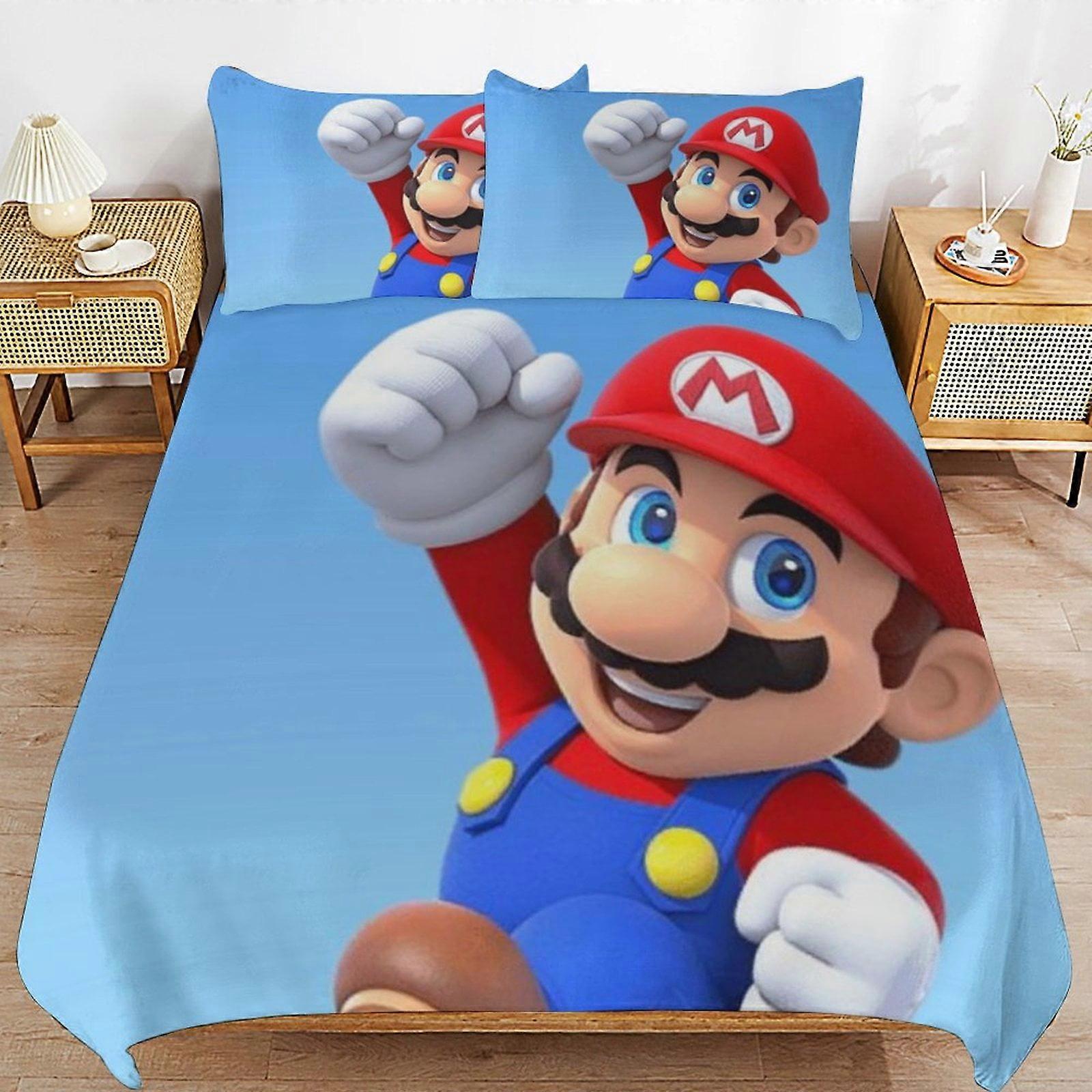 Bedding set JP182 Super Mario 3-Piece Comforter,Super Mario Bedding Set, Soft Microfiber Duvet Cover Set with Zipper Closure TH182