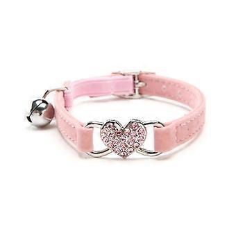 Verstellbar für Katzenhalsband Glocke und für Strass Herz Dekor Weiches Tuch Sicherheit