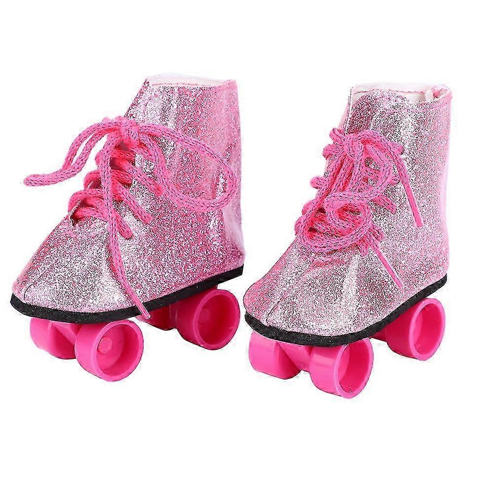 Acessórios de brinquedo da moda, sapatos de patins para bonecas de 18 polegadas (rosa)