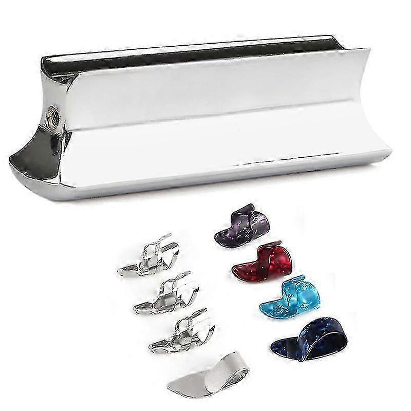 Guitar Slide Metal Steel Tone-bar,with Celluloid And Stainless Steel Metal Thumb & Finger Picks Ple