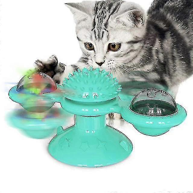 For Interactive Pet Dog Cat Toy Windmill Whirling Turntable Teasing Tickle Puzzle Toy(blue) Ws12743