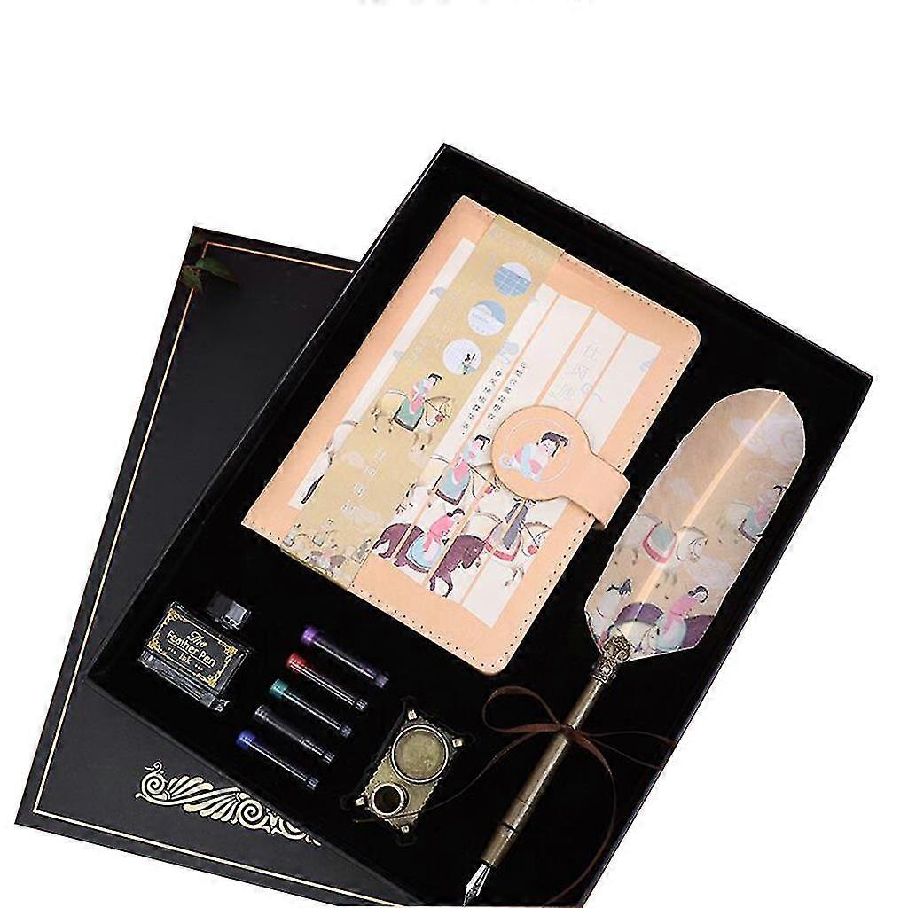 Retro Writing Quill Pen Exquisite Ornate Relief Pattern Design Feather Pen Kits