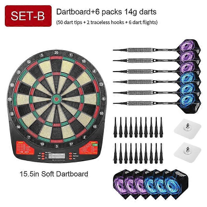 15.5in Electronic Dart board set with LED,32Games and Multi player play Home Office Bar Outdoor ProfessionalDart Backboards