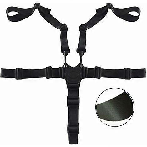 5-point baby harness with adjustable baby hook strap with pivot hook for high chair, pushchair and stroller (black)