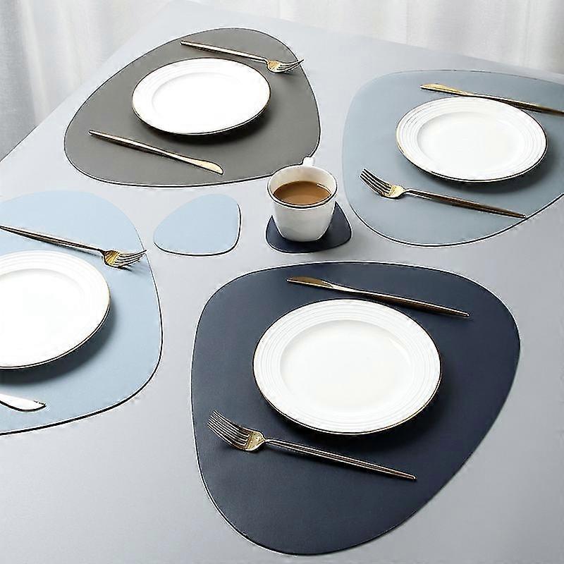 Tischsets Tischsets Tischsets Pu Leder Wasserdichte Wärmedämmung rutschfeste Tischsets Weich Schwarz Braun Waschbare Untersetzer