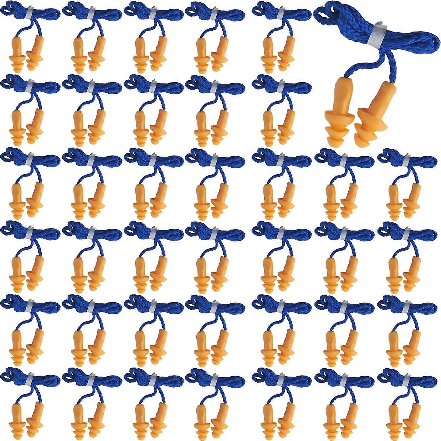 100 Pairs Ear Plugs with Cord Reusable Sleep Noise Canceling Silicone Ear Plugs for Hearing Protection