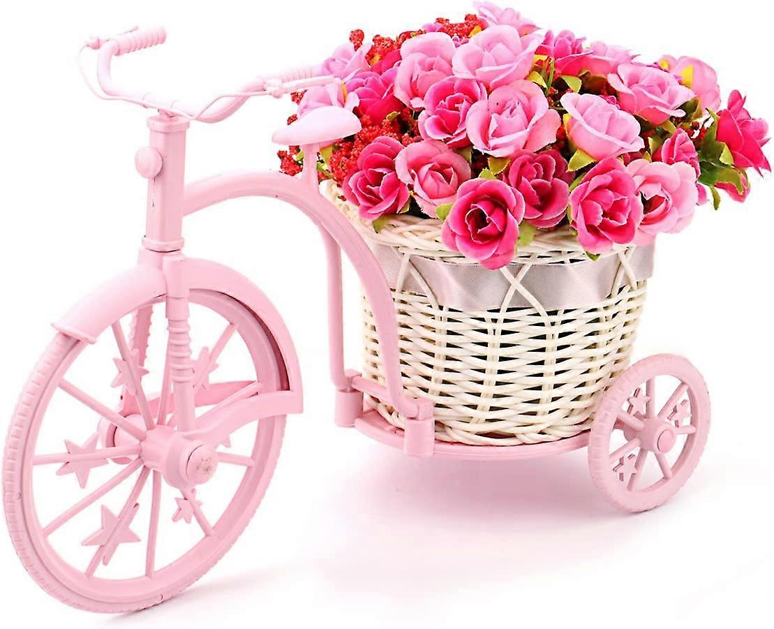 Nostalgic Bicycle Artificial Flower Decor Plant Stand (Pink)