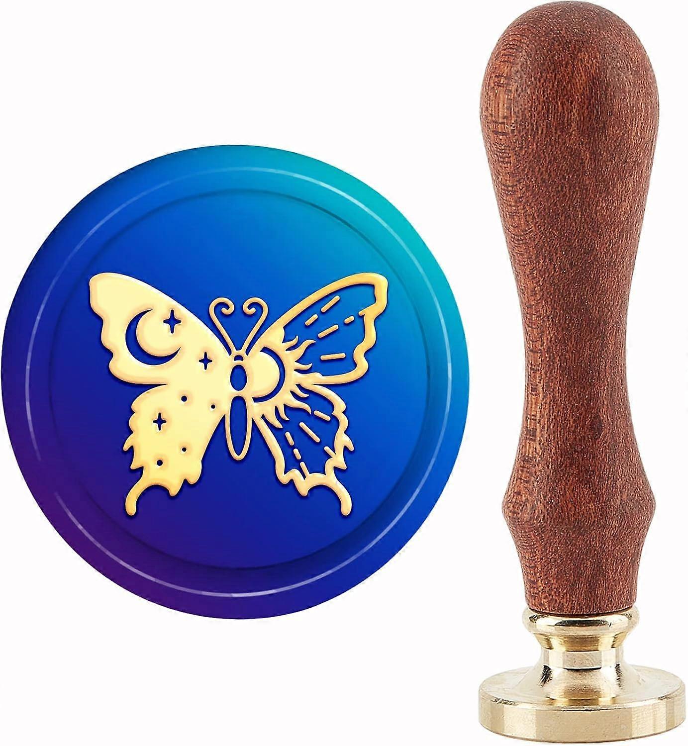 Brass Wax Seal Stamp with Handle for DIY Scrapbooking Butterfly Pattern 89x30mm