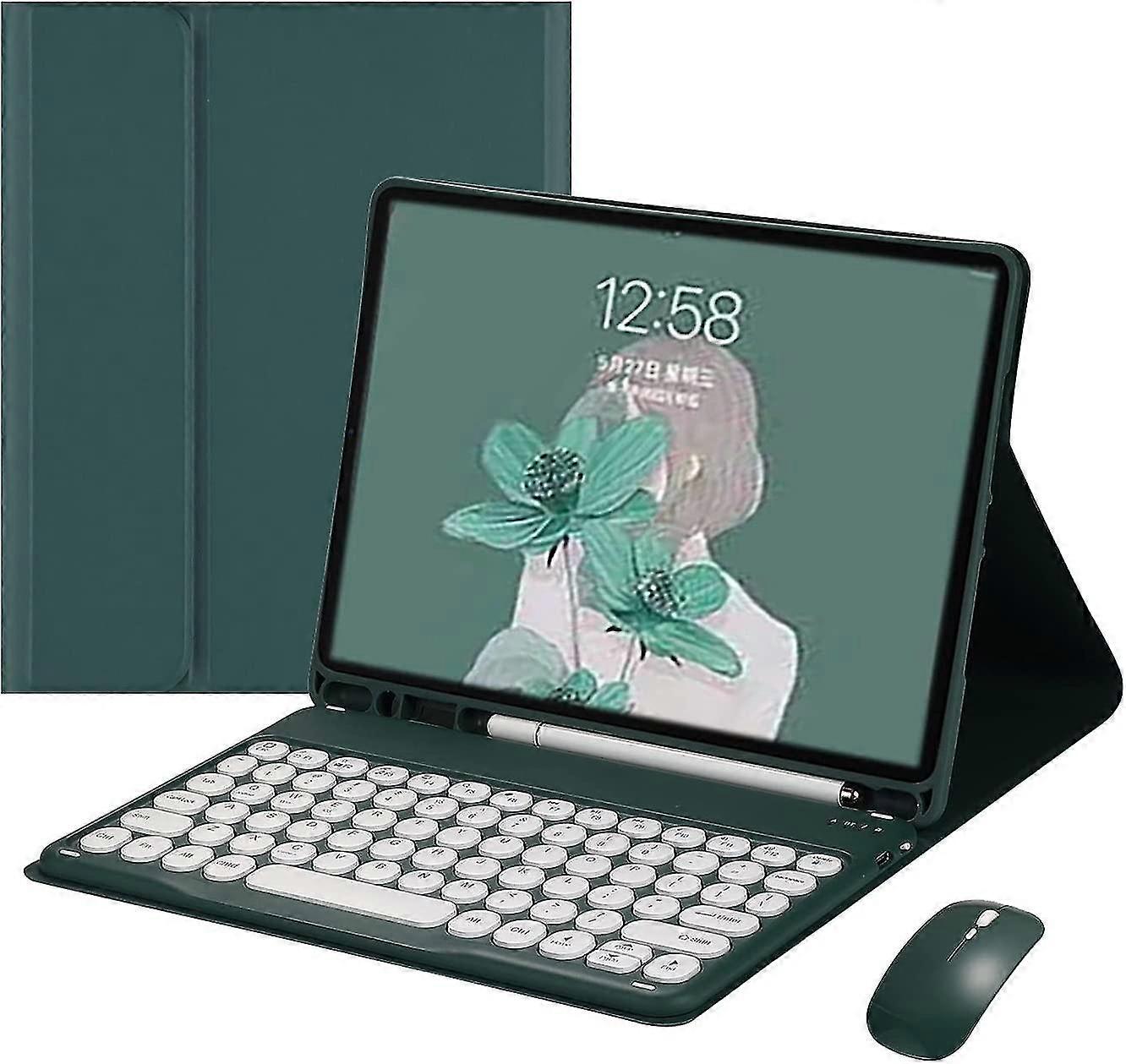 Ipad 9 2021 10.2 Inch Ipad 8 Ipad 7 Air 3 Pro 10.5 Keyboard Case With Mouse Color Keyboard Retro Round Key Caps Cute Candy Colors Detachable Keyboard