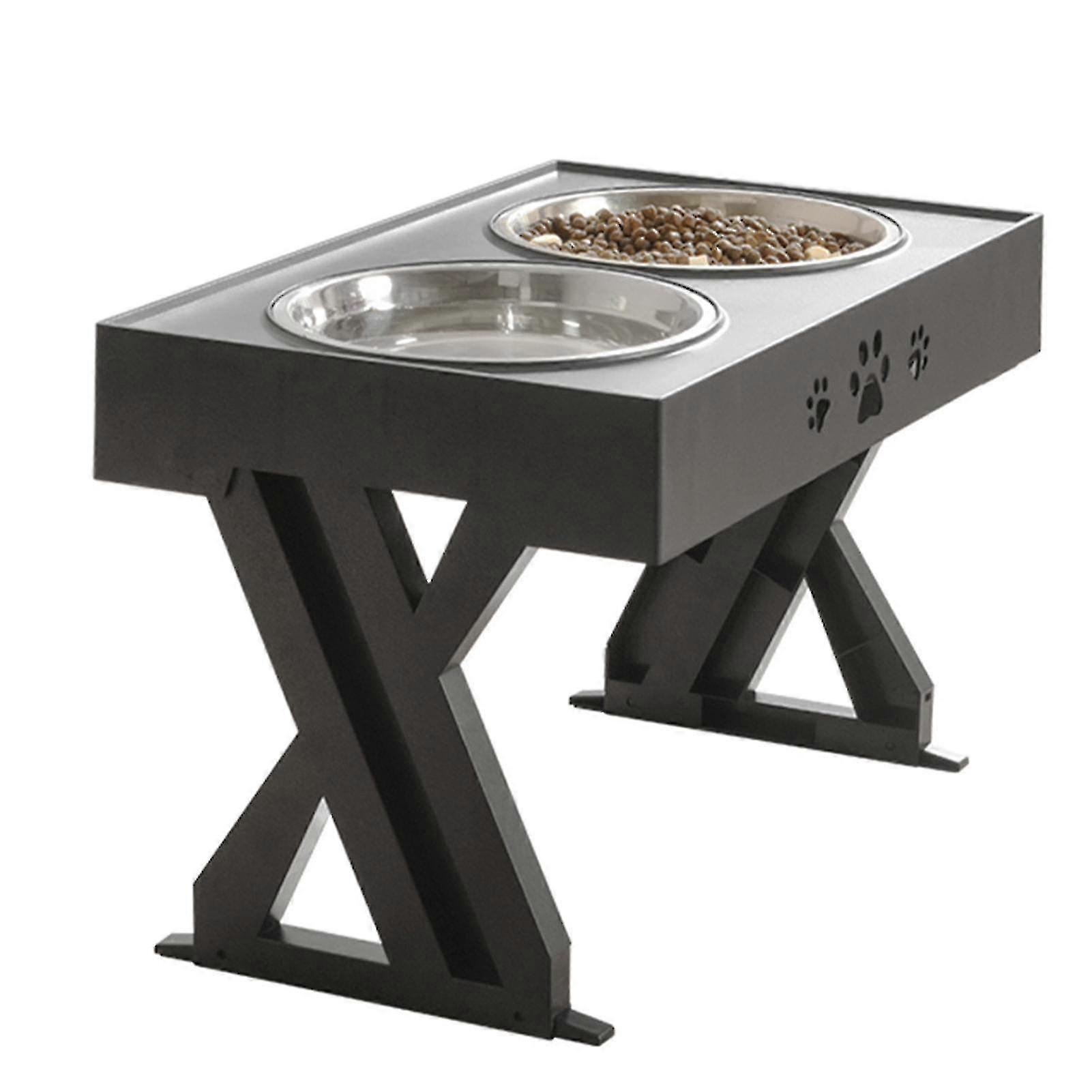 Adjustable Elevated Dog Bowl Table With Double Stainless